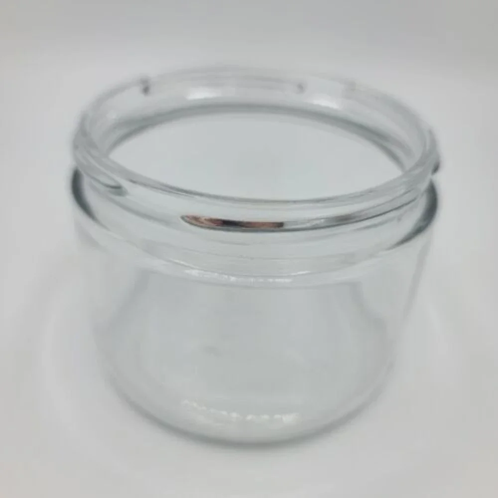 Vintage Gemco Clear Glass Juicer Container With Yellow Lid Manual Fruit Press
